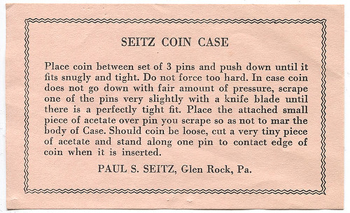 Seitz Coin Case Instructions