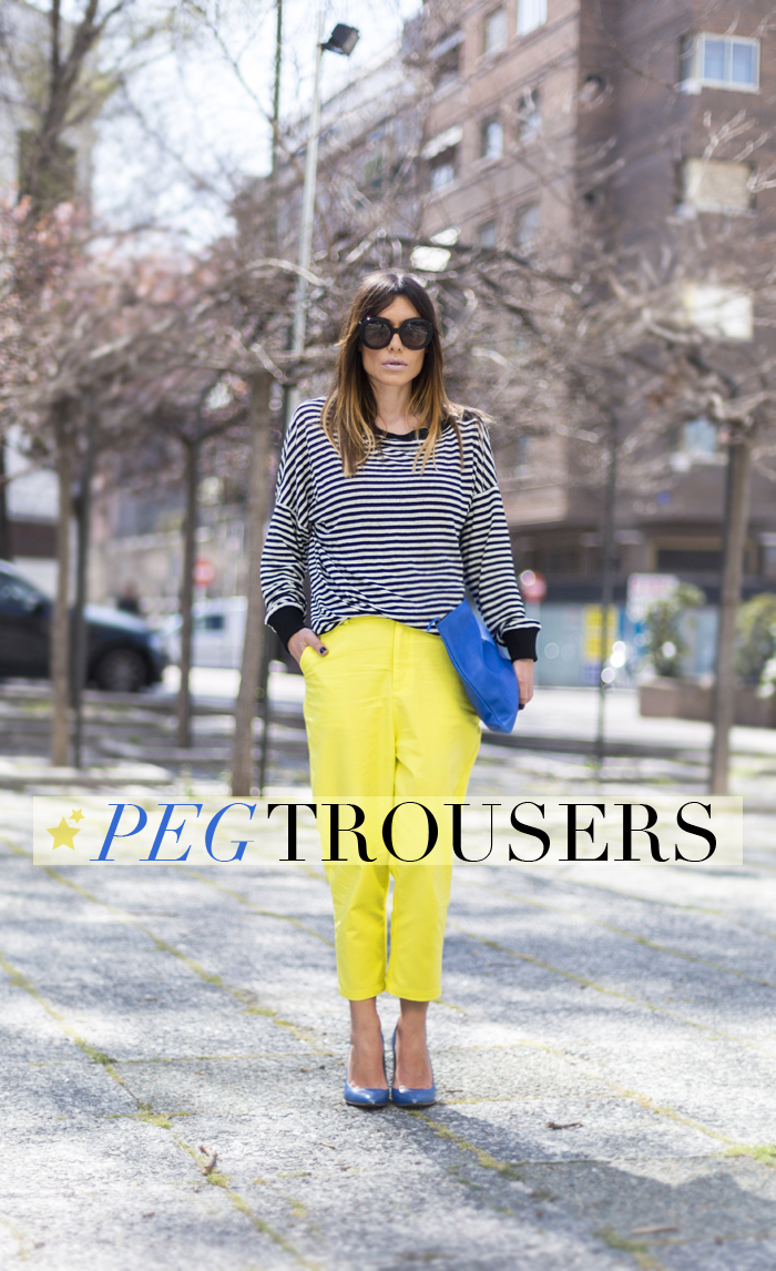 street style barbara crespo peg trousers front row shop yellow cyprea.es clutch fashion blogger blog de moda outfit