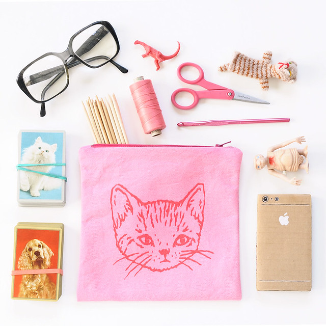 kitty zip pouch | pink