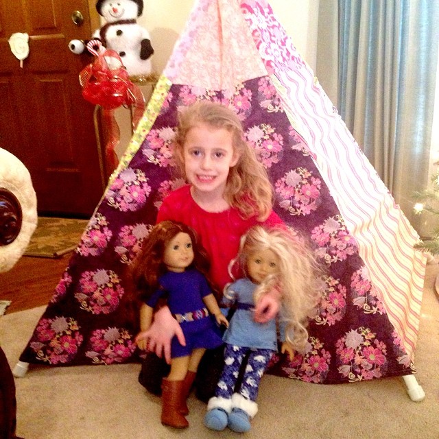Autumn with Caroline, her new Saige doll and fabric teepee!!
