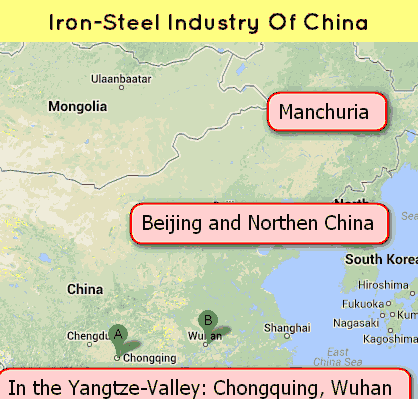 map-China steel industry