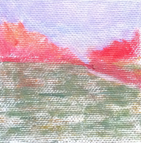 Red Trees and Green Field (Mini-Painting as of Jan. 2, 2014) by randubnick