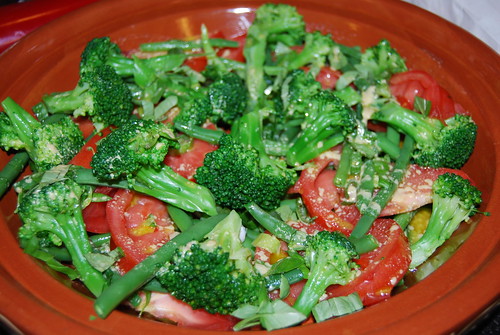 salade boontjes brocolli, tomaat
