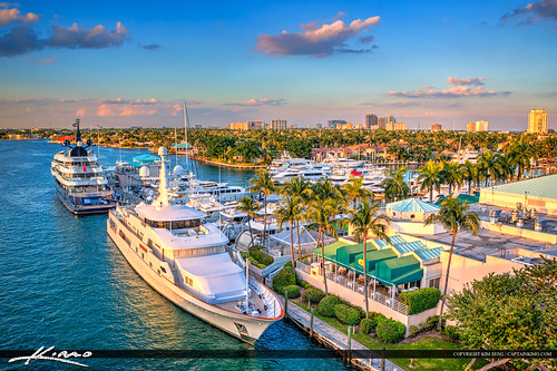 Marina with Yacht Fort Lauderdale City by Captain Kimo