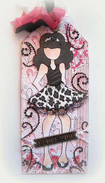 Julie Nutting Doll Tag Black and Pink - Designs By Dawn Rene
