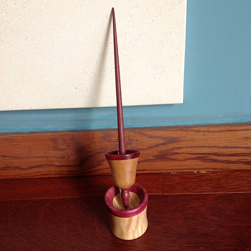 Woohoo! I got my first supported spindle today. I think it might be a steep learning curve!