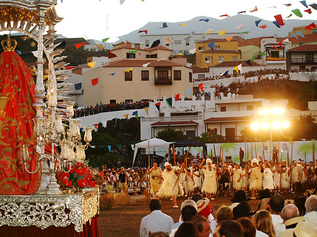 Guanches approach Black Madonna at Fiesta in Honour of the Virgen de la Candelaria, Tenerife