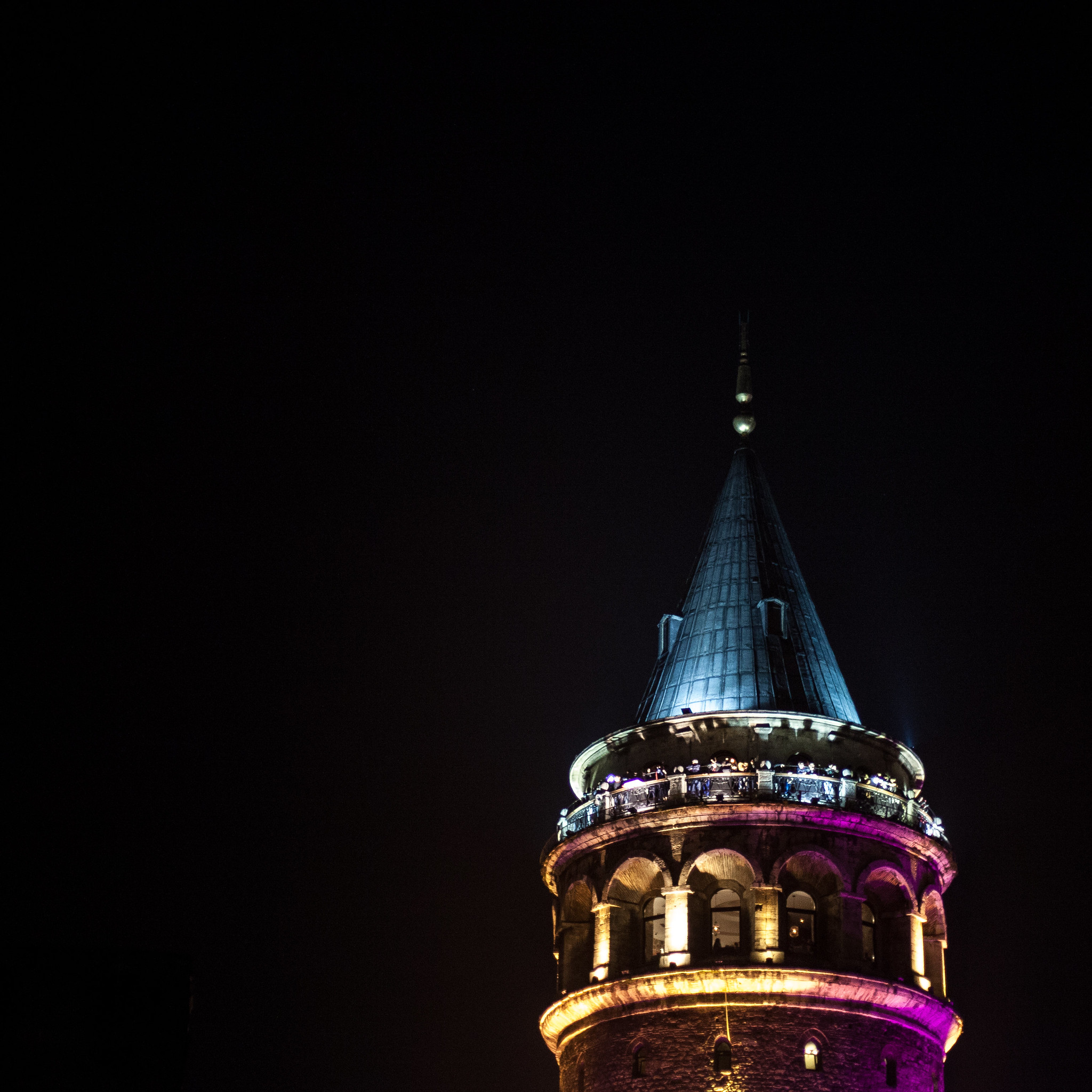 Galata Tower, purple for Republic Day.