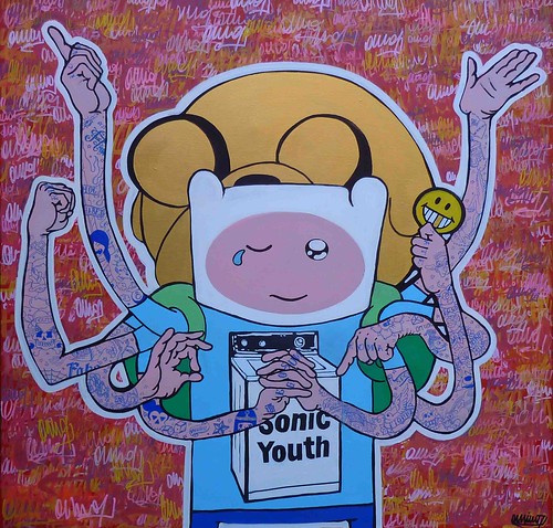 new artwork by omino71 - "somniare, vivere, dicere, facere, habere & esse" 90x90x4 2013 Roma (new project on canvas based to Adventure Time hero) by OMINO71