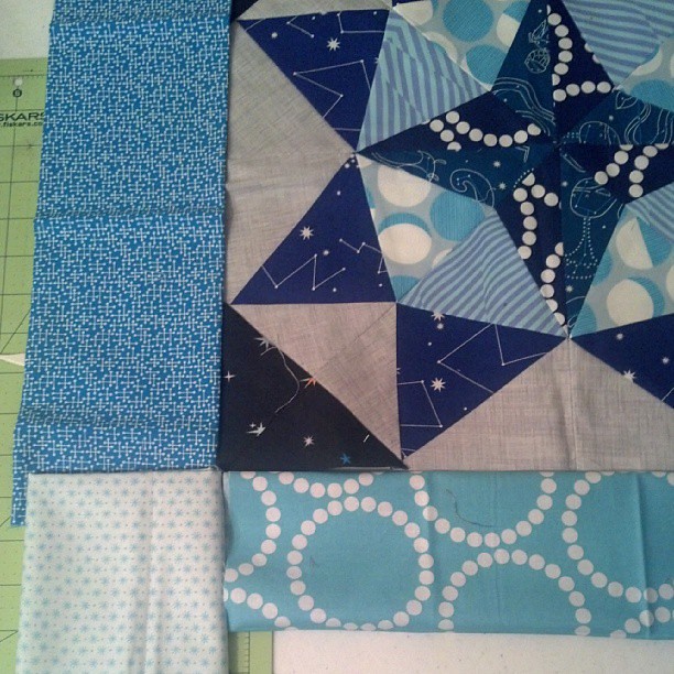 Can't decide which fabric to use. What do y'all think? #mmqal #marcellemedallion