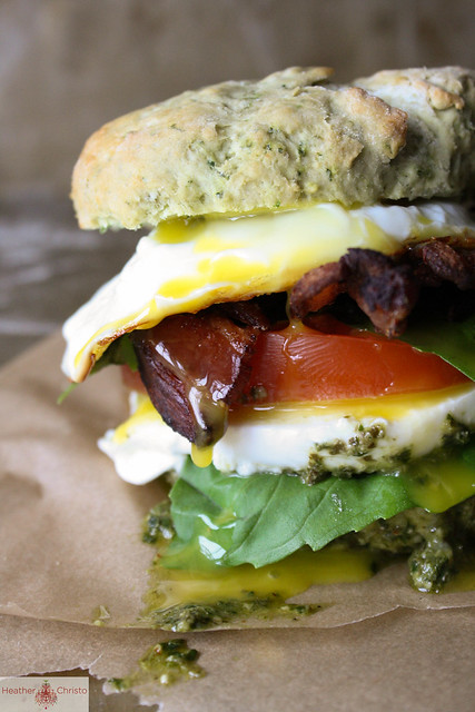 Caprese, Bacon and Egg Breakfast Sandwich
