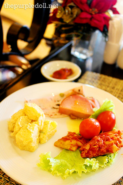 Cold cuts, potato salad and kimchi for breakfast at Cafe d'Asie