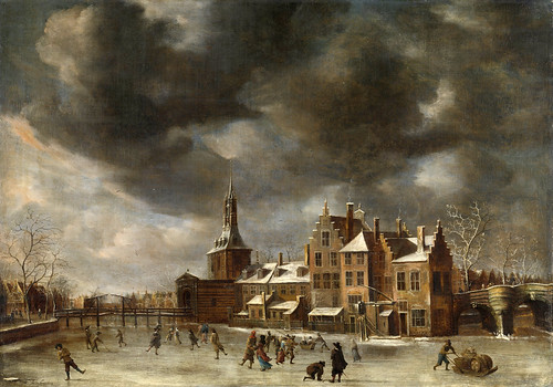002-El Blauwpoort Leiden en invierno, Abraham Beerstraten, ca 1635 -Rijkmuseum