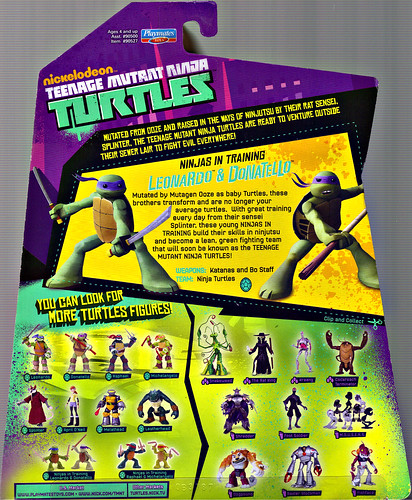 Nickelodeon  TEENAGE MUTANT NINJA TURTLES :: NINJAS in TRAINING, LEONARDO & DONATELLO ..card backer  (( 2013 ))