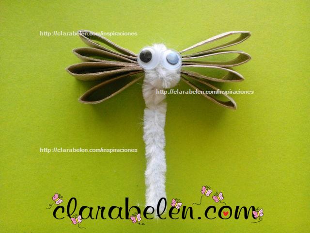 libélula para niños con rollo de cartón