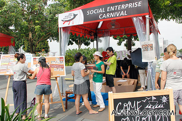 Various social entrepreneurs, interacting with the public 