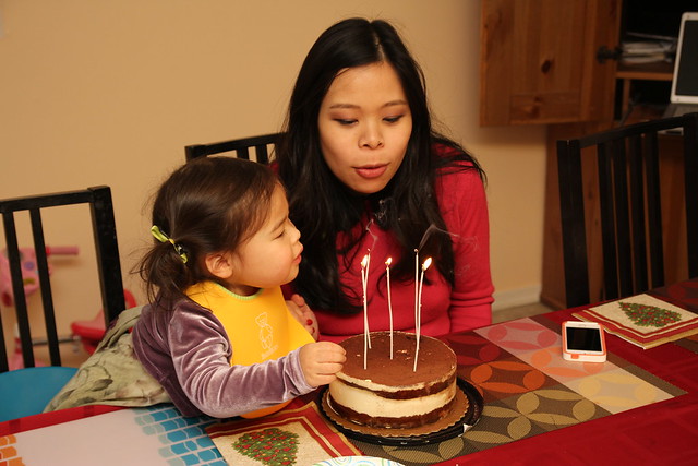 Mio helping me blow out the candles.