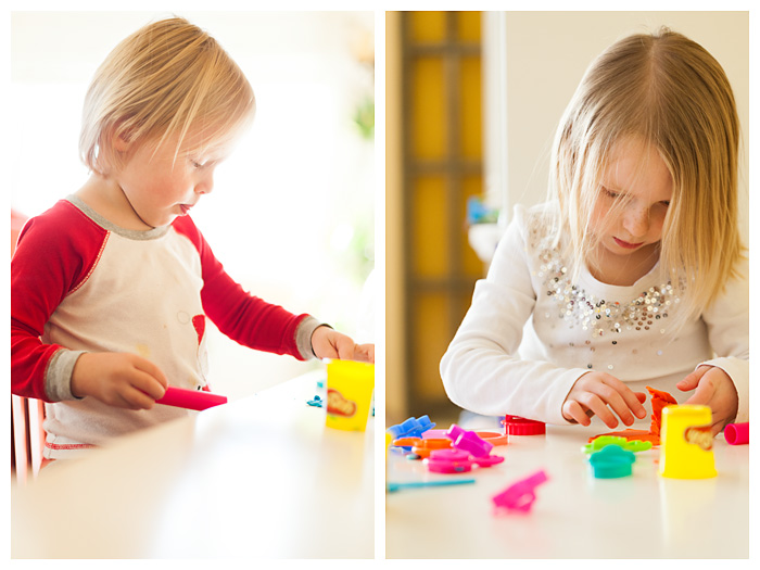 Two Children playing with Play-doh