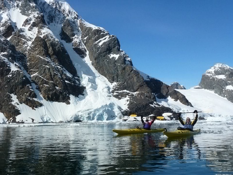 Dave and Deb kayaking-antarctica
