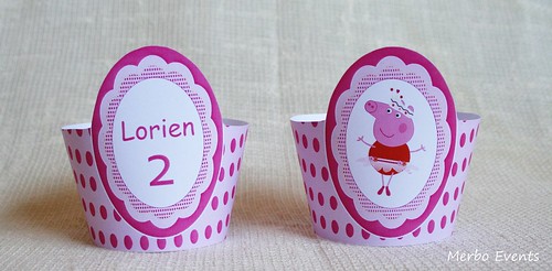 Wrappers cupcakes Kit imprimible Peppa Pig Bailarina Merbo Events