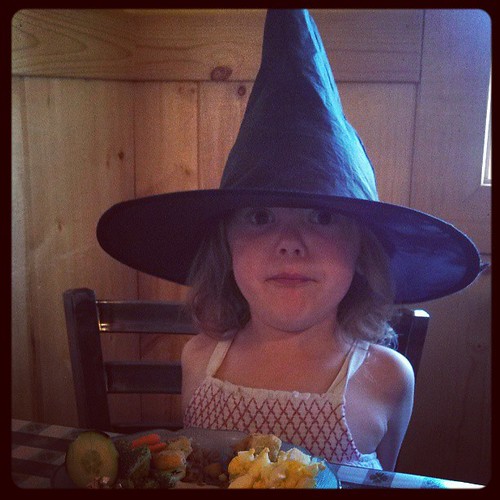 We went to dinner with a super cute witch.