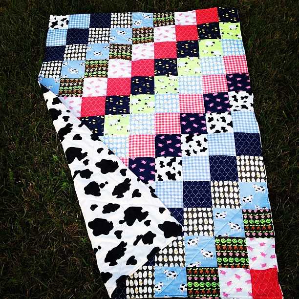 Custom order farm baby quilt with cow minky backing for @alisonhonea done!