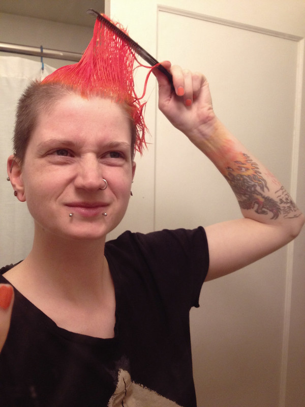 combing out the dye