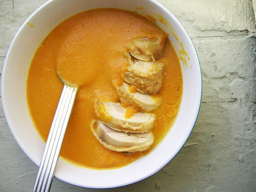 baked chicken in creamed carrot soup