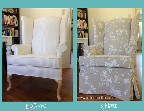 Before and After Wing Chair Slipcover