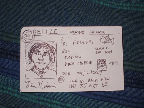 Finn's Belizean driver's license.