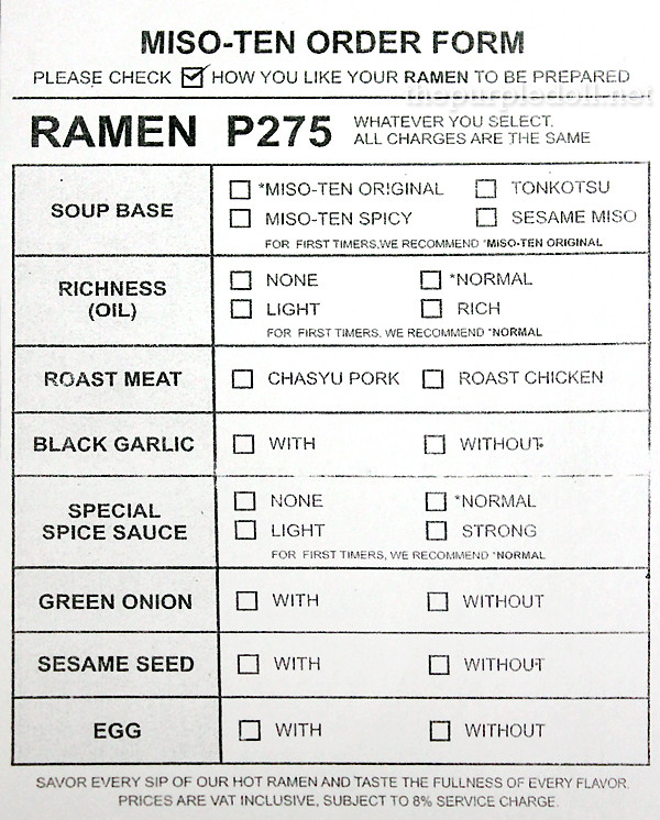 Miso-Ten Ramen Order Form