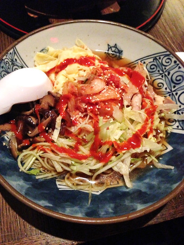 Kimchi ramen - a cold noodle dish with assorted vegetables