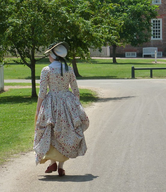 Dutch chintz gown with silk taffeta petticoat, 1775-1785