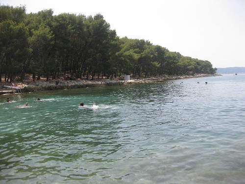 Swimming at the Pine Forest Beach, Split, Croatia