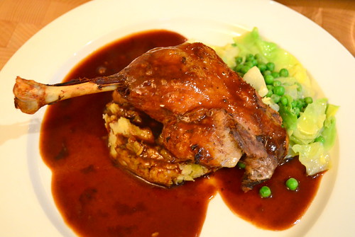 Honey Roasted Duck Leg with Bubble and Squeak