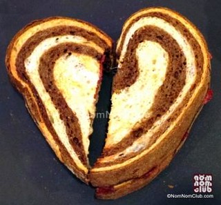 Starbucks' heart-shaped Salami  & Cheese on Marbled Rye Bread