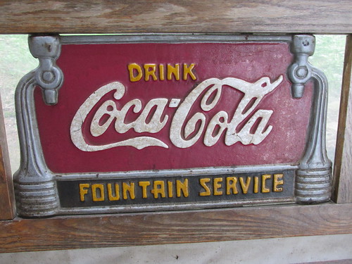 A classic Coca Cola sign advertising "Fountain Service".  The Volo Auto Museum.  Volo  Illinois.  June 2013. by Eddie from Chicago