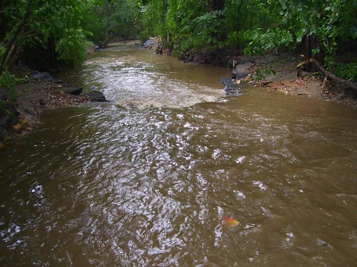 Image of a flash flood on the tributary