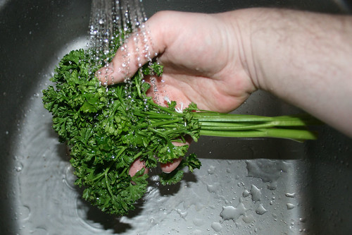 20 - Petersilie waschen / Wash parsley