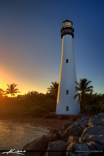 Cape Florida Lighthouse Sunset Key Biscayne by Captain Kimo