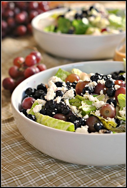 Salad with Blueberries, Grapes, and Almond Honey Mustard Dressing 1