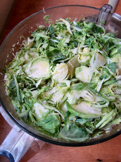 Brussels Sprouts Shaved in Food Processor