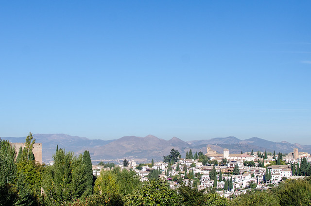 A view of Spain's Sierra Nevada mountains surrounding the city Granada.