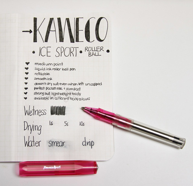 Kaweco ICE Sport Pink Rollerball - Medium Writing Sample