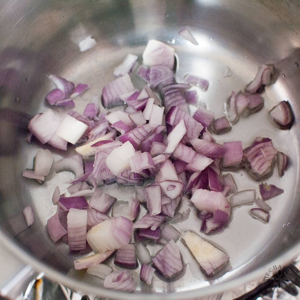 saute the onion in olive oil