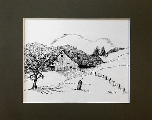 Pen and Ink Floyd Co Barn