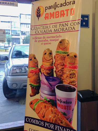 Colada morada and guaguas de pan from a bakery | Day of the Dead in Ecuador