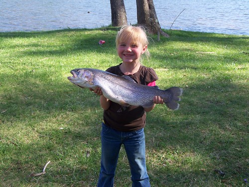 This little girl caught a monster of a fish at Douthat State Park.