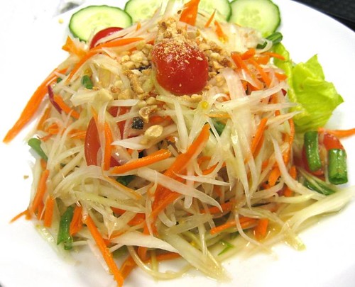 Thai raw papaya salad called ‘Som Tum’ in Thai… umm yum! by centrepointhospitality