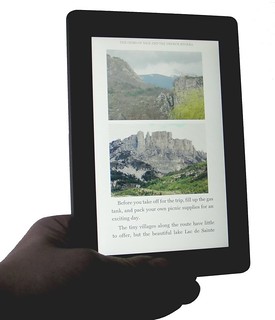 A travel guidebook on Amazon Kindle Fire HD tablet